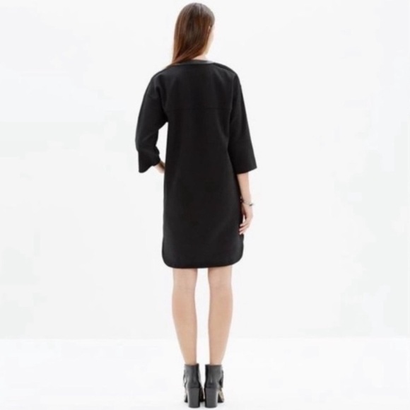 Madewell black shirt dress with zipper detail, pockets and leather trim. - Picture 2 of 13